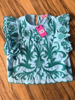 Avara THML Bradley Turquoise Embroidered Top